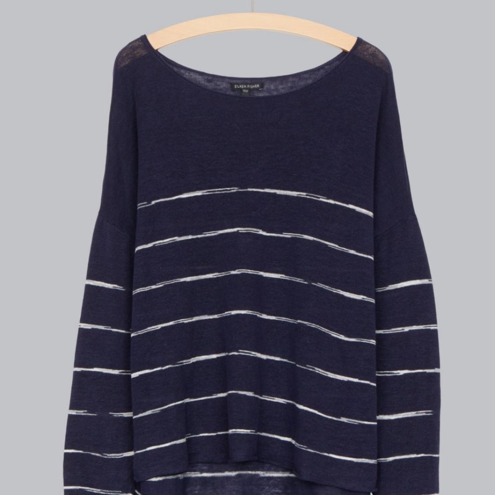 Ellen Fisher SPACE-DYED ORGANIC LINEN PULLOVER